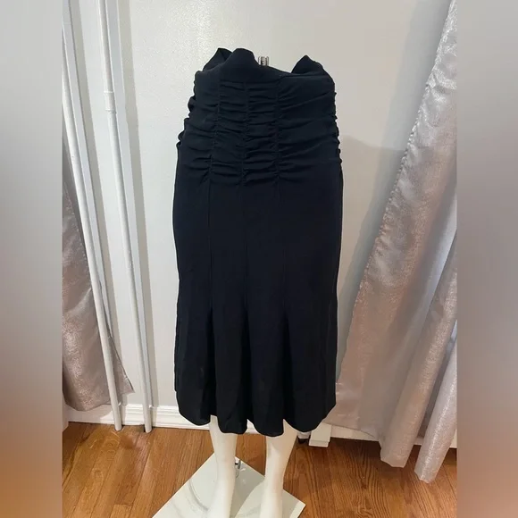 Prada Ruched High Waisted Blk Silk Skirt sz38 2 - Picture 1 of 5